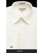 Fratello Men's Outlet French Cuff Dress Shirt - Herringbone Stripe