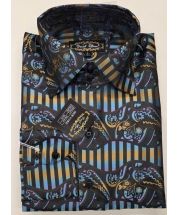 Daniel Ellissa Men's Outlet Fashion Dress Shirt - Wavy Pattern