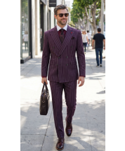 Plum Pinstripe Suit Mens Fashion Lifestyle