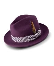Montique Men's Fedora Style Wool Hat - Textured Plaid