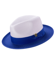 Montique Men's Fedora Style Straw Hat - Two Tone