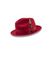 Montique Men's Fedora Style Wool Hat - White Bottom