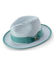 Montique Men's Fedora Style Straw Hat - Striped