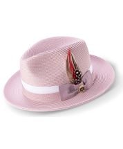 Montique Men's Fedora Style Straw Hat - Two-Toned Ribbon Band