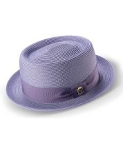 Montique Men's Pork Pie Style Straw Hat - Matching Ribbon Band