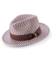 Montique Men's Fedora Style Straw Hat - Woven Patterned