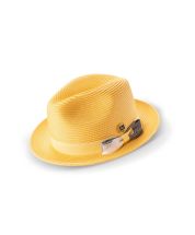 Montique Men's Fedora Style Straw Hat - Accent Bow