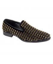 After Midnight Men's Velvet Dress Shoes - Spikes and Studs