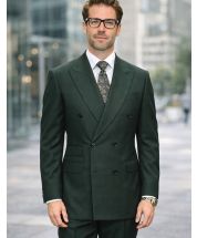 Hunter Green Men's Fashion Wool Double Breasted Suit