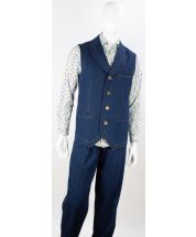 Royal Diamond Men's 2 Piece Denim Walking Suit - Vest Set