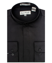 Karl Knox Men's Banded Collar Dress Shirt - Solid Color