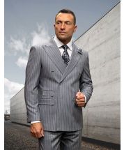 Statement Men's Outlet 2 Piece 100% Wool Fashion Suit - Pinstripe