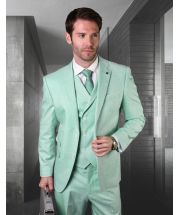 Statement Men's 3 Piece 100% Wool Fashion Suit - Soft Textured Solid