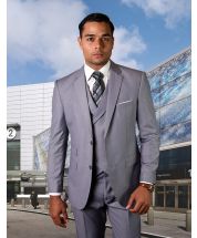 Statement Men's 3 Piece 100% Wool Suit - Solid Color 