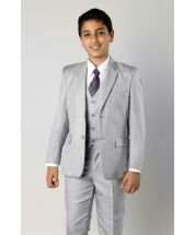 Azurro Boy's Outlet 5 Piece Suit in Solid Colors - Vested w/Shirt and Tie