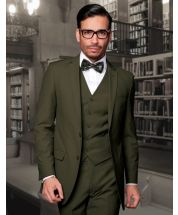 Statement Men's 3 Piece Wool Blend Outlet Suit - Solid Colors