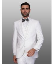 Statement Men's 3 Piece Wool Blend Outlet Suit - Solid Colors