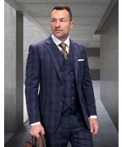 Statement Men's 3 Piece 100% Wool Fashion Suit - Bold Plaid Two Tone