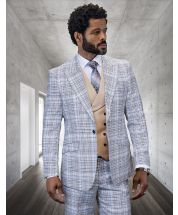 Statement Men's 100% Wool 3 Piece Suit - Electric Stripes
