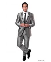 Tazio Men's 2pc Slim Fit Executive Suit - Satin Style