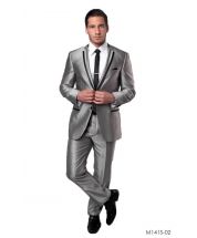 CCO Men's Outlet 2pc Slim Fit Executive Suit - Satin Style