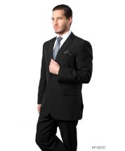 Vitto Men's 2 Piece Tailored Fit Pinstripe Suit - Side Vents