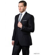 Tazio Men's 2pc Slim Fit Executive Suit - Solid Shine