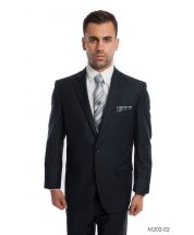 Demantie Men's 2 Piece Solid Executive Suit - Flat Front Pants