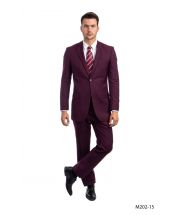 Demantie Men's 2 Piece Solid Executive Suit - Flat Front Pants