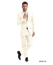Demantie Men's 2 Piece Solid Executive Suit - with Flat Front Pants