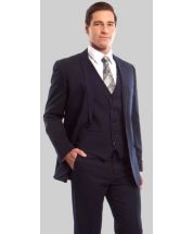 Tazio Men's 3 Piece Solid Discount Suit - Slim Fit Business Suit