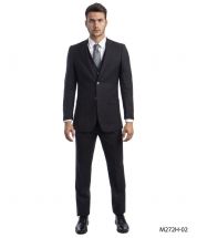 Tazio Men's 3 Piece Pinstripe Suit - Dark Colors