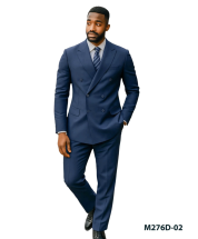 Navy Suit Double Breasted Suit Peak Lapel