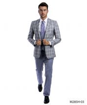 Tazio Men's 3 Piece Executive Suit - Two Tone Windowpane