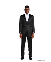 Tazio Men's 3 Piece Skinny Fit Suit - Slight Shine