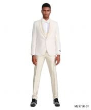 CCO Men's Outlet 3 Piece Skinny Fit Suit - Tone on Tone