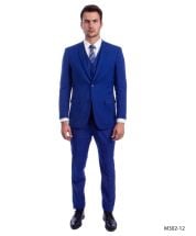 CCO Men's 3 Piece Solid Executive Outlet Suit - Flat Front Pants