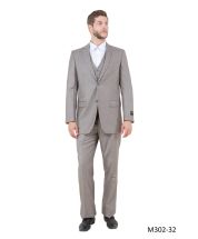 CCO Men's 3 Piece Solid Executive Outlet Suit - Flat Front Pants