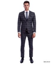 Sean Alexander Men's 3 Piece Executive Suit - Windowpane