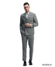 Tazio Men's 2 Piece Skinny Fit Suit - Sharkskin