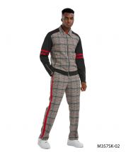 Tazio Men's 2 Piece Track Suit Set- Plaid