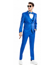 Tazio Men's 4 Piece Skinny Fit Suit - Bright Polka Dot