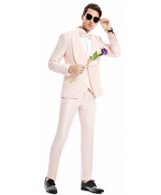 CCO Men's Outlet 3 Piece Skinny Fit Suit - Wide Shawl Lapel