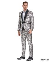 Tazio Men's 2 Piece Skinny Fit Suit - Paisley