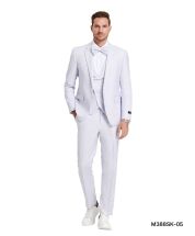 Tazio Men's 3 Piece Skinny Fit Suit - Polka Dot