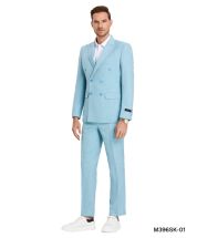 Tazio Men's 2 Piece Skinny Fit Suit - Light Pinstripe