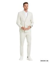 CCO Men's Outlet 2 Piece Double Breasted Suit - Linen Look