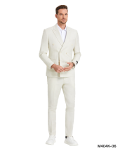 Sean Alexander Men's 2 Piece Double Breasted Suit - Linen Look