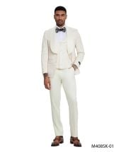 Tazio Men's 3 Piece Skinny Fit Suit - Textured Paisley