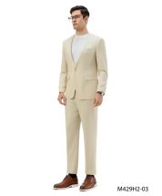 Tazio Men's 2 Piece Hybrid Fit Linen Suit - Collarless